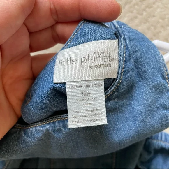 Carters Little Planet Denim Dress & Diaper Cover 12 Months - Picture 2 of 3